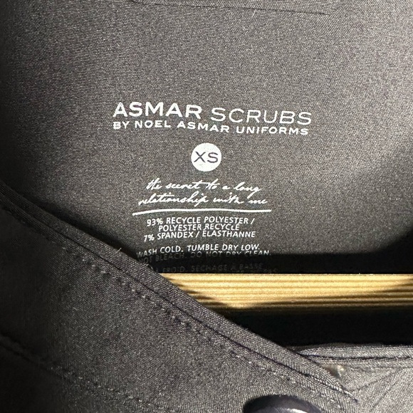 ASMAR Scrubs | Black Zip Front Medical Scrub Top | Stretch | XS - Picture 5 of 5